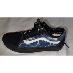 Vans Old Skool Black/Blue Lightning Shoes Mens Size 7 Womens 8.5 Skate Low Top